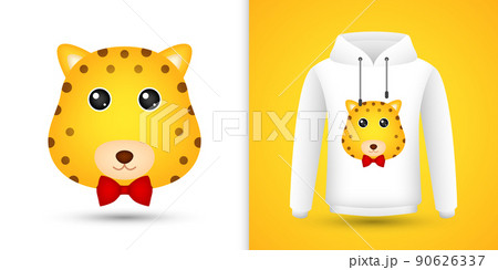 Leopard head on white sweatshirt hoodie 90626337
