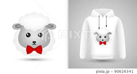 Sheep head on white sweatshirt hoodie 90626341