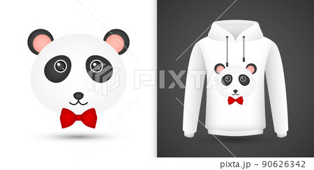 Panda head on white sweatshirt hoodie Panda head on white sweatshirt hoodie 90626342