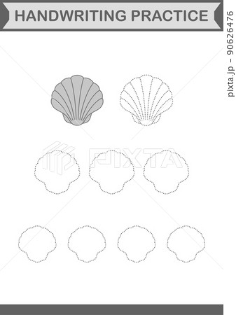 Handwriting practice with Seashell. Worksheet for kids 90626476