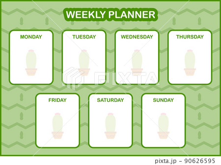 Daily and weekly planner with Cactus 90626595