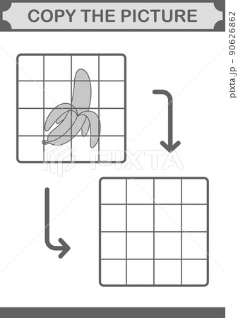 Copy the picture with Banana. Worksheet for kids 90626862