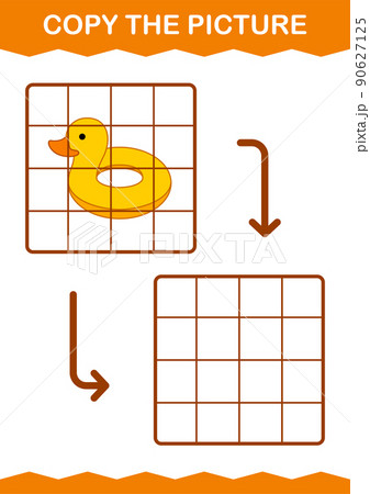 Copy the picture with Inflatable Duck. Worksheet for kids 90627125