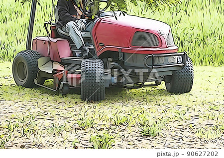 パステル調　”草刈り作業”　イラストイメージ 90627202