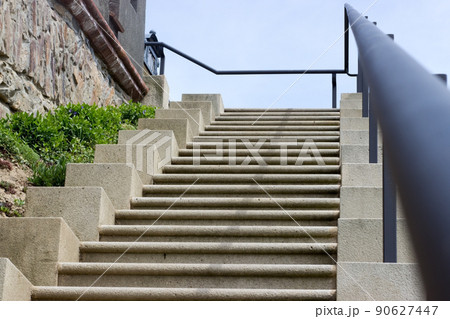 concrete stairs with iron railings concrete stairs with iron railings 90627447