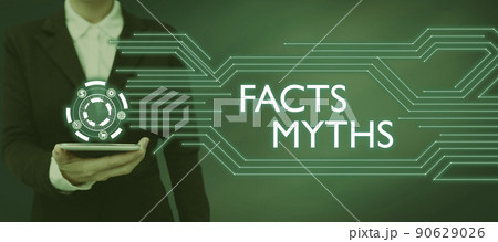 Inspiration showing sign Facts Myths. Word for work based on imagination rather than on real life difference Businessman in suit holding notepad symbolizing successful teamwork. Inspiration showing sign Facts Myths. Word for work based on imagination rather than on real life difference Businessman in suit holding notepad symbolizing successful teamwork. 90629026
