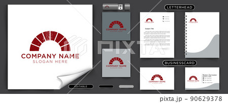Rustic Bricks / Stones Fireplace logo Ideas. Inspiration logo design. Template Vector Illustration. Isolated On White Background 90629378