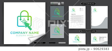 shopping bag, pointer, click, online shop logo Ideas. Inspiration logo design. Template Vector Illustration. Isolated On White Background 90629383