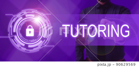 Writing displaying text Tutoring. Business showcase An act of a person employed to administer knowledge to someone Empty frame decorated with communication symbols represent business meeting 90629569