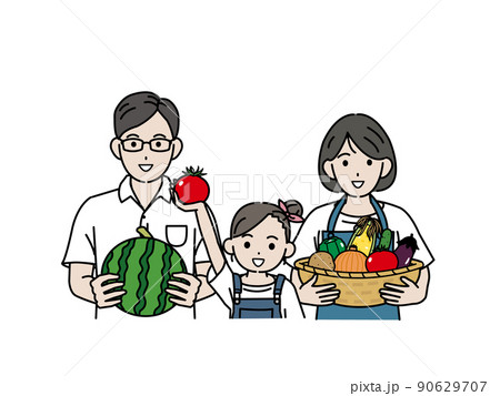 夏野菜 収穫 自給自足をする家族 食材 夏野菜 収穫 自給自足をする家族 食材 90629707