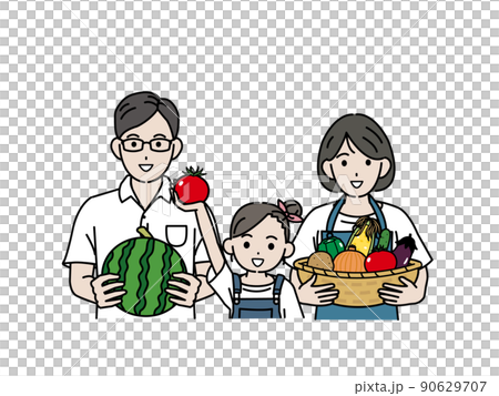 夏野菜 収穫 自給自足をする家族 食材 夏野菜 収穫 自給自足をする家族 食材 90629707