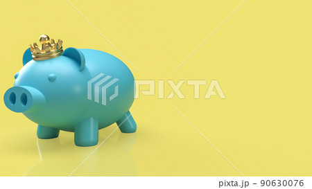 The blue piggy bank and crown for saving or...のイラスト素材 [90630076] - PIXTA