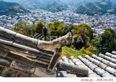 愛媛県宇和島市　宇和島城の天守から見える宇和島の街並み 90630184
