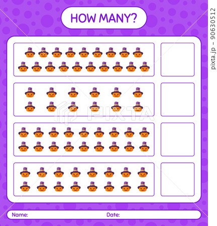 How many counting game with jack o' lantern. worksheet for preschool kids, kids activity sheet How many counting game with jack o' lantern. worksheet for preschool kids, kids activity sheet 90630512
