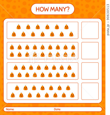 How many counting game with jack o' lantern. worksheet for preschool kids, kids activity sheet How many counting game with jack o' lantern. worksheet for preschool kids, kids activity sheet 90630513