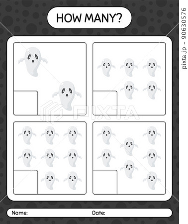How many counting game with ghost. worksheet for preschool kids, kids activity sheet How many counting game with ghost. worksheet for preschool kids, kids activity sheet 90630576