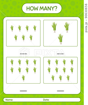 How many counting game with zombie's hand. worksheet for preschool kids, kids activity sheet How many counting game with zombie's hand. worksheet for preschool kids, kids activity sheet 90630656