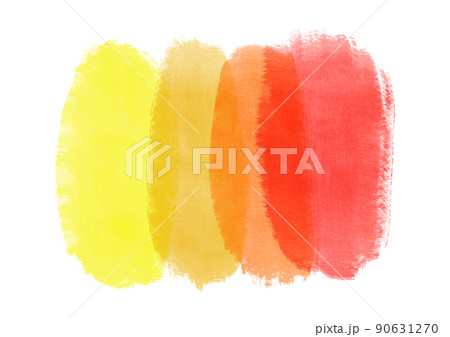 水彩背景 黄色オレンジ赤グラデーション 透明白背景 横のイラスト素材