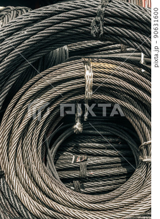 Coil large Wire rope sling or Cable sling drum reels stocked in store. Coil large Wire rope sling or Cable sling drum reels stocked in store. 90631600
