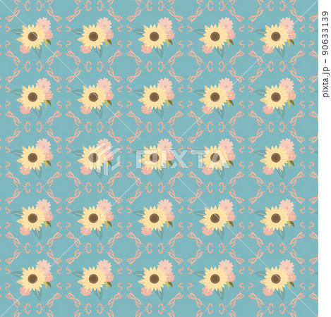 ひまわりの花のさわやかなパターン 90633139