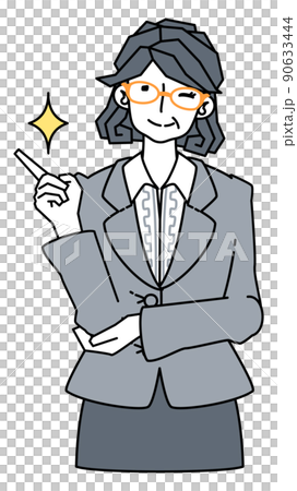 前向きな提案をするスーツ姿の女性のイラスト 前向きな提案をするスーツ姿の女性のイラスト 90633444