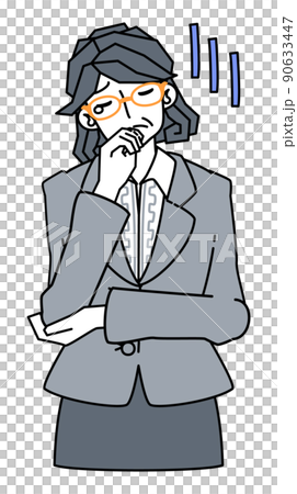 がっかり落ち込むスーツ姿の女性のイラスト 90633447
