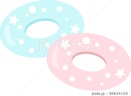 ピンクと水色のかわいい浮き輪 90634150