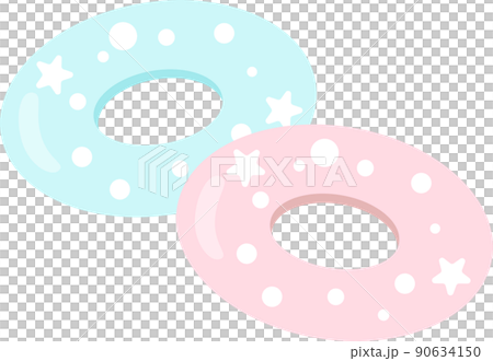 ピンクと水色のかわいい浮き輪 90634150