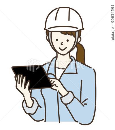 作業員　ヘルメット　女性　ポーズ　バリエーション 90634591