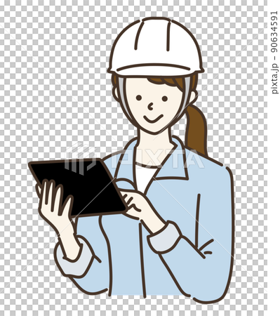作業員　ヘルメット　女性　ポーズ　バリエーション 90634591