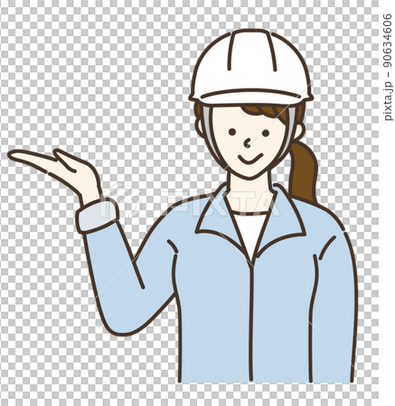 作業員　ヘルメット　女性　ポーズ　バリエーション 90634606