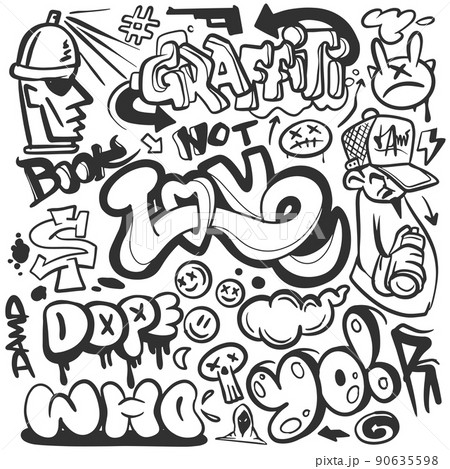 Graffit background. Hip-hop artのイラスト素材 [90635598] - PIXTA