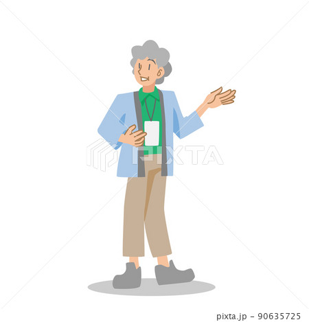 観光地を案内するシニアガイドの女性 観光地を案内するシニアガイドの女性 90635725