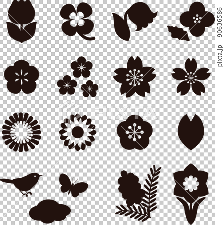 Spring flower icon silhouette pictogram symbol mark fashionable cute simple illustration material set Spring flower icon silhouette pictogram symbol mark fashionable cute simple illustration material set 90636586