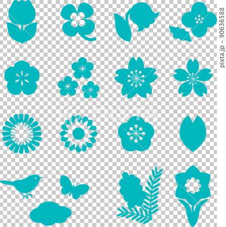 Spring flower icon silhouette pictogram symbol mark fashionable cute simple illustration material set Spring flower icon silhouette pictogram symbol mark fashionable cute simple illustration material set 90636588
