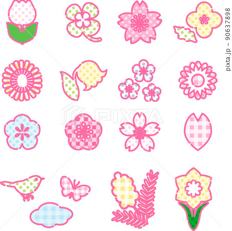 花 アイコン あしらい 絵文字 マーク ファンシー おしゃれ かわいい シンプル イラストセットのイラスト素材