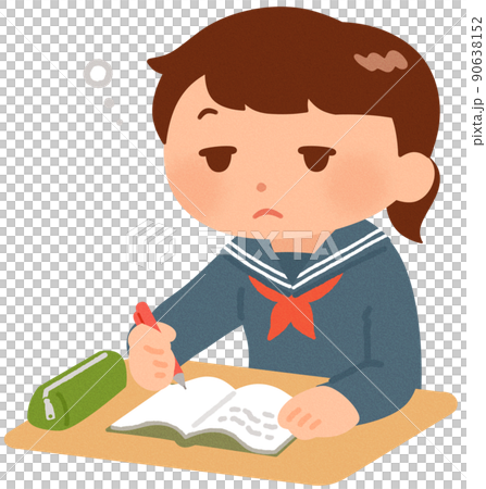 學習時打瞌睡的女學生 90638152