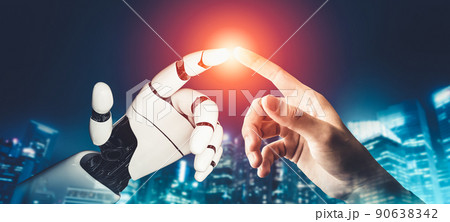 Futuristic AI thinking of droid robot artificial intelligence concept Futuristic AI thinking of droid robot artificial intelligence concept 90638342