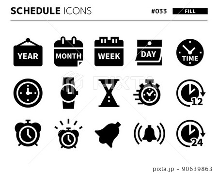 スケジュールに関連する塗りつぶしスタイルのアイコンセット_033 スケジュールに関連する塗りつぶしスタイルのアイコンセット_033 90639863