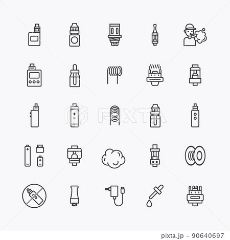 Bundle of vape logo flat line icons collection. for shop simple  design vector 90640697