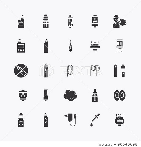 Bundle of vape logo flat line icons collection. for shop simple  design vector 90640698