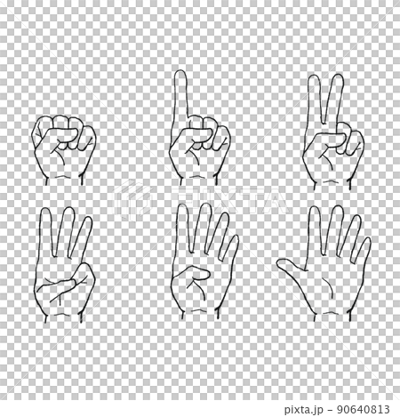 Hand sign line drawing material set to count - Stock Illustration ...