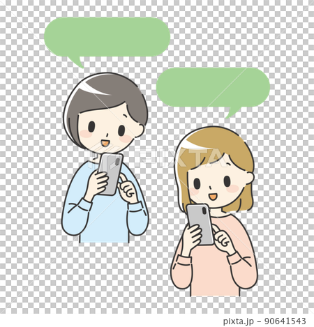 一個女人在她的智能手機上聊天 [語音氣球] 90641543