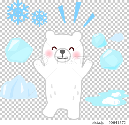 ホッキョクグマと氷や雪のイラストセット 90641872