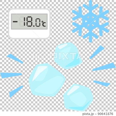 Thermometer displaying -18 ℃ and ice, freezing 90641876