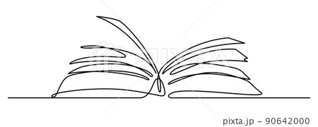 open book one line drawing illustration 90642000