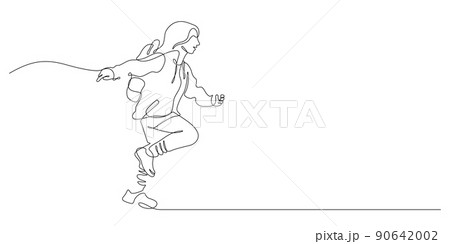 one line drawing of happiness student running 90642002