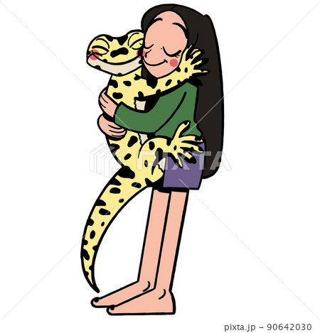 ヒョウモントカゲモドキと女性 ヒョウモントカゲモドキと女性 90642030