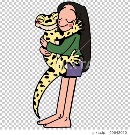 ヒョウモントカゲモドキと女性 ヒョウモントカゲモドキと女性 90642030