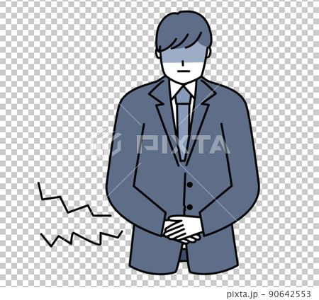 Office worker suffering from abdominal pain and having a deep blue face 90642553